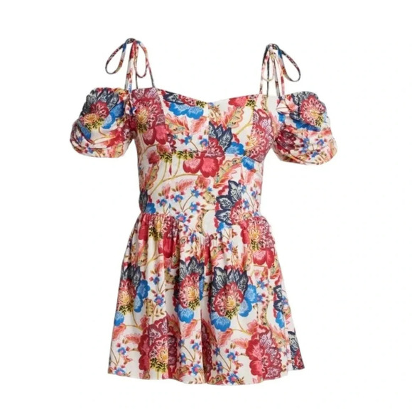 MISA Los Angeles Ruchika Floral Puff Sleeve Romper Size M NWT - Picture 2 of 15
